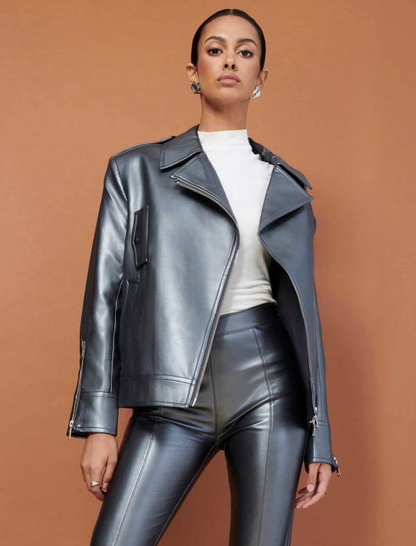 Bcbg Faux Leather Biker Jacket - Image 6