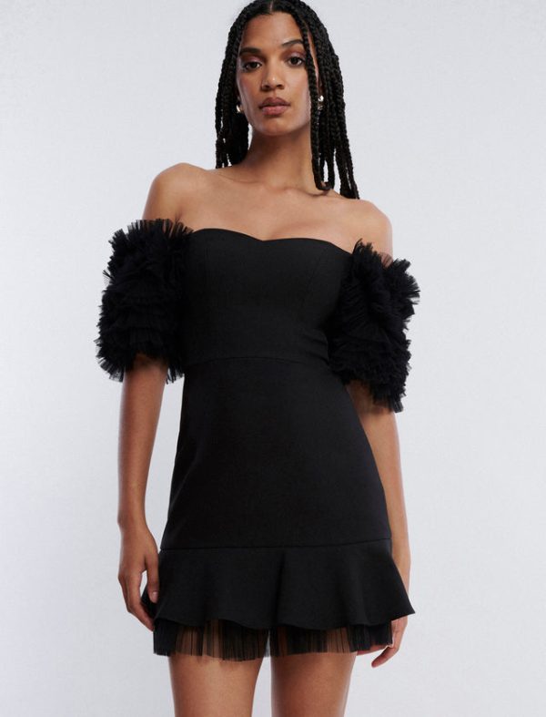 Bcbg Harlowe Off-The-Shoulder Mini Dress Black - Image 2