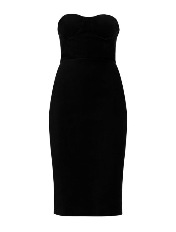 Bcbg Dress Ambrose Velvet Bustier Dress Black - Image 8