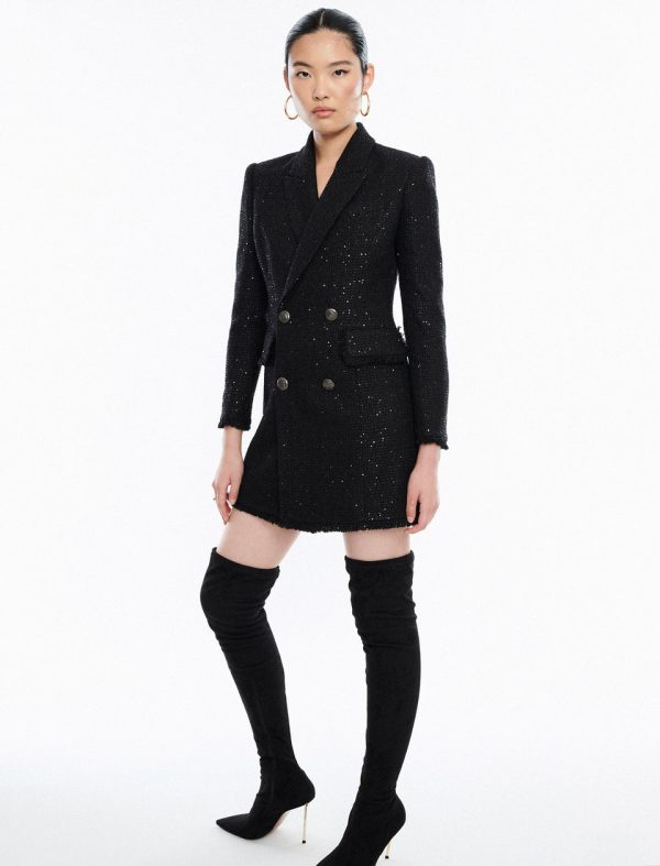 Bcbg Eddie Tweed Blazer Dress Black