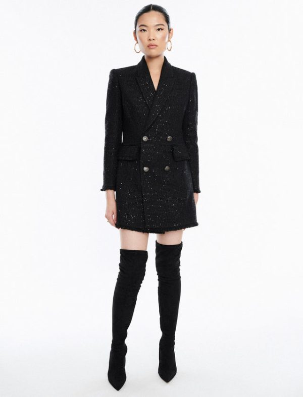 Bcbg Eddie Tweed Blazer Dress Black - Image 2