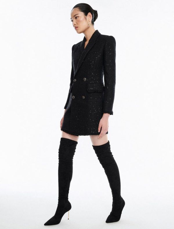 Bcbg Eddie Tweed Blazer Dress Black - Image 3