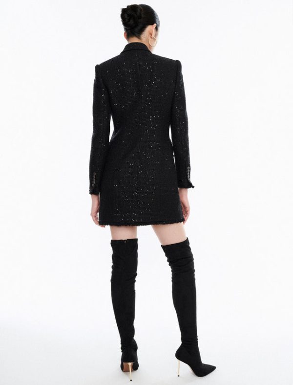 Bcbg Eddie Tweed Blazer Dress Black - Image 4