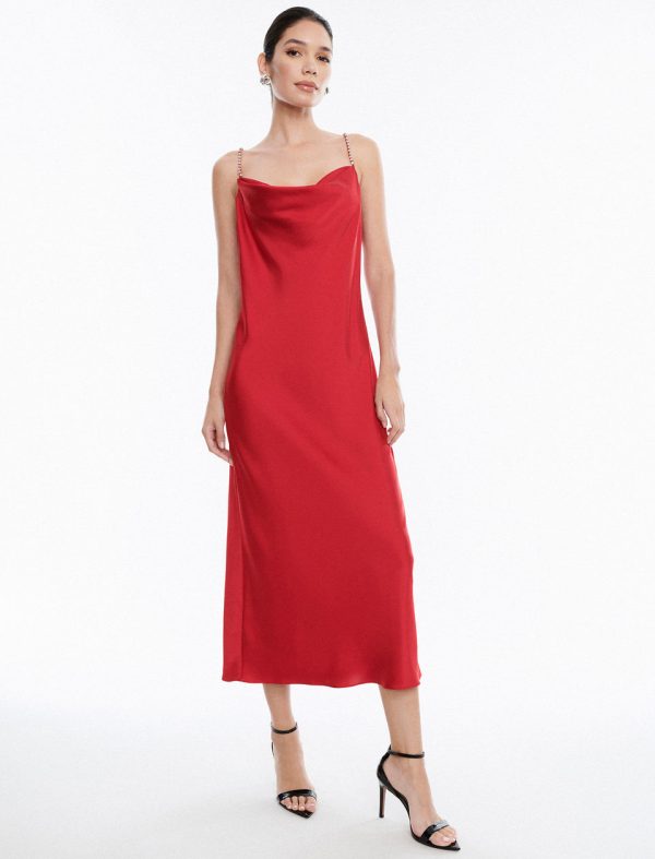 Bcbg Dawn Satin Slip Gown Red