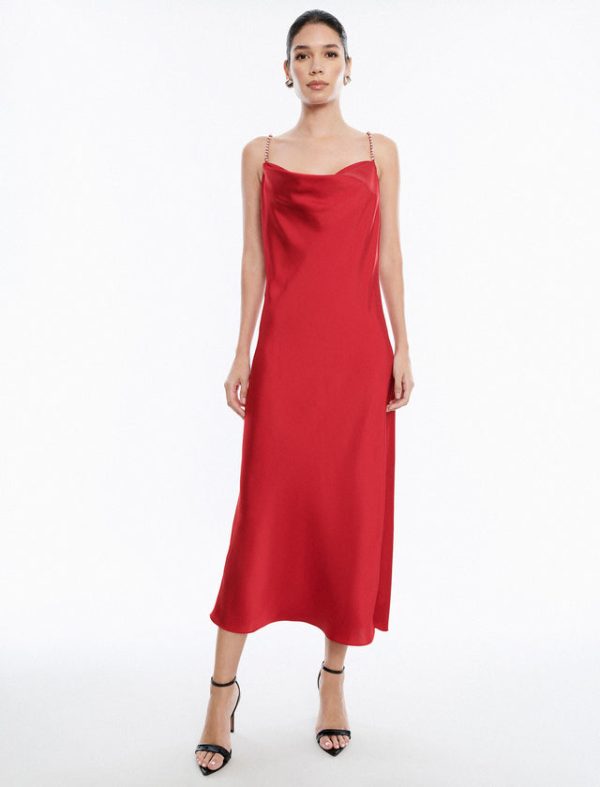 Bcbg Dawn Satin Slip Gown Red - Image 2