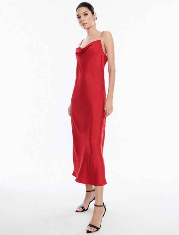 Bcbg Dawn Satin Slip Gown Red - Image 3