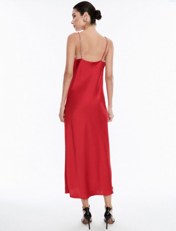 Bcbg Dawn Satin Slip Gown Red - Image 4