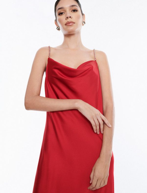 Bcbg Dawn Satin Slip Gown Red - Image 5