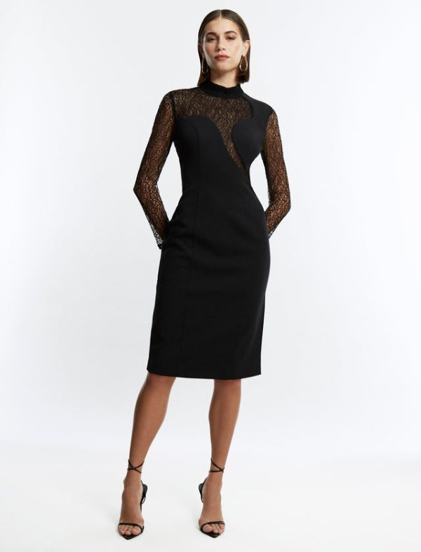 Bcbg Celestia Illusion Midi Dress Black - Image 2