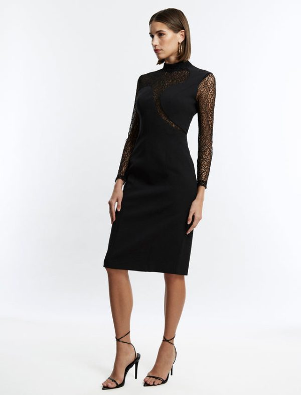 Bcbg Celestia Illusion Midi Dress Black - Image 3