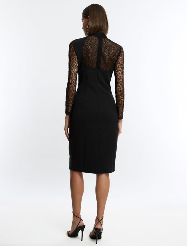 Bcbg Celestia Illusion Midi Dress Black - Image 4