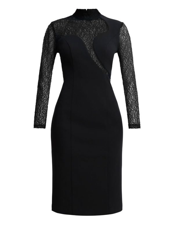 Bcbg Celestia Illusion Midi Dress Black - Image 8