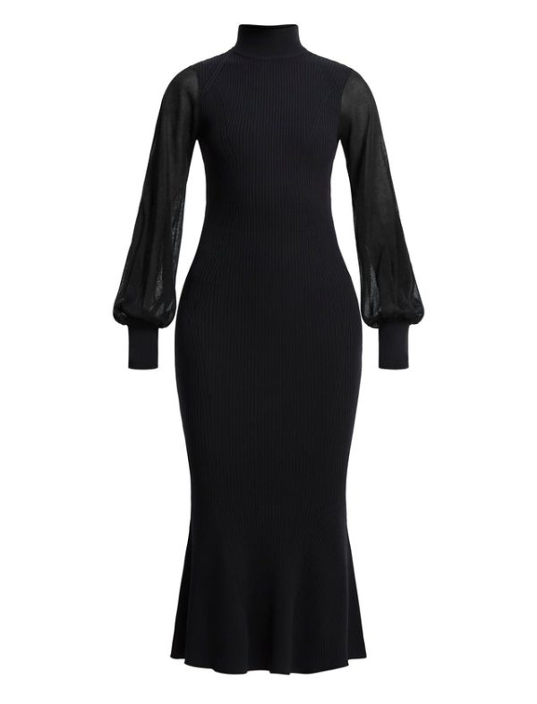 Bcbg Florence Balloon Sleeve Fluted Dress Black - Image 8