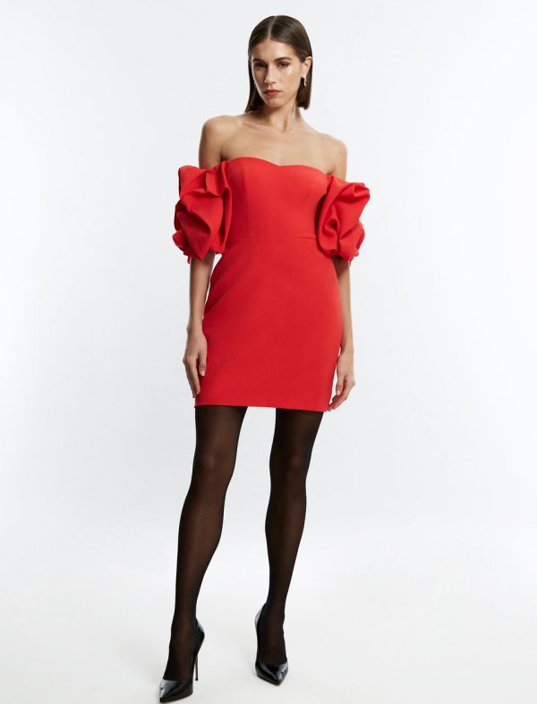 Bcbg Bryony Off-The-Shoulder Mini Dress Rosso