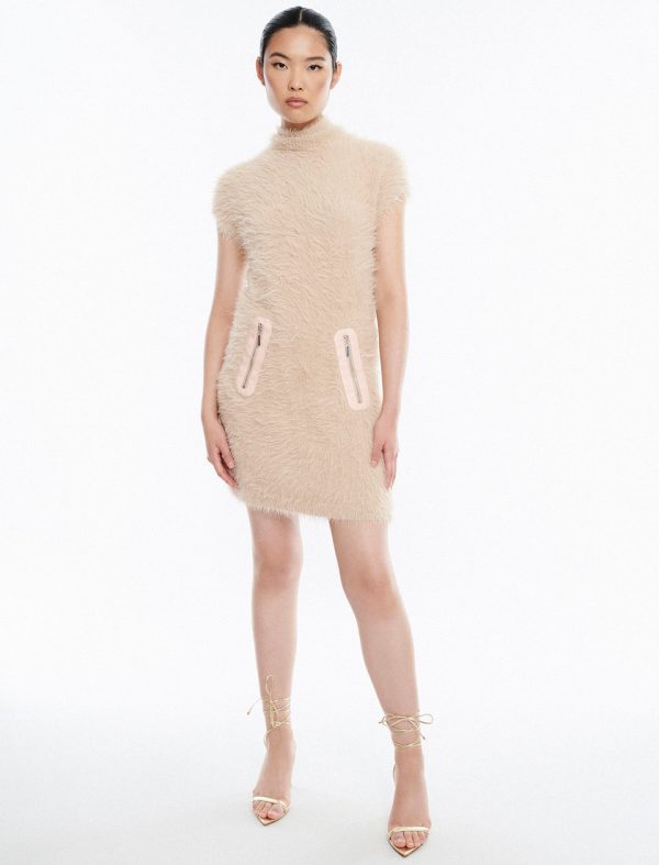 Bcbg Lewis Eyelash Knit Mini Dress Camel