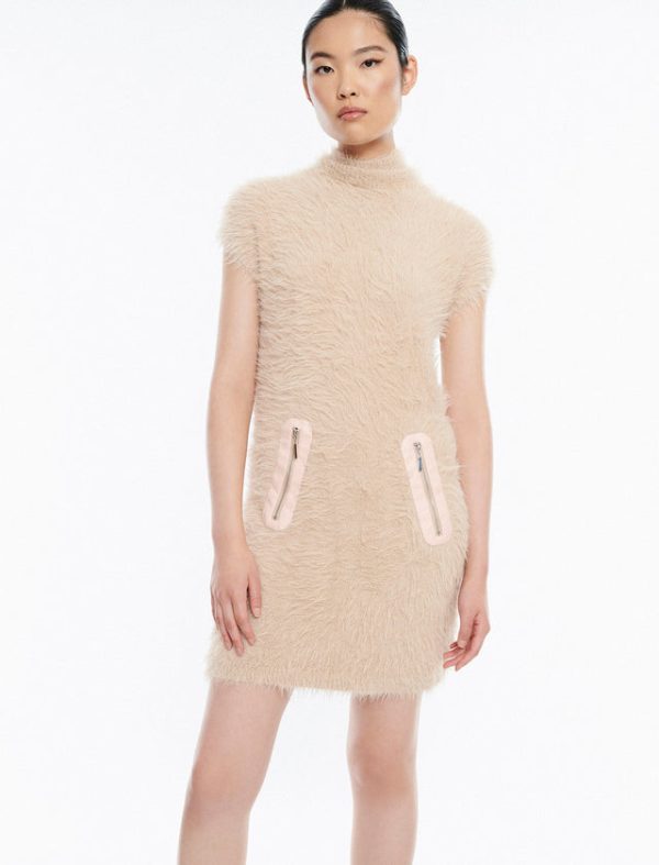 Bcbg Lewis Eyelash Knit Mini Dress Camel - Image 2