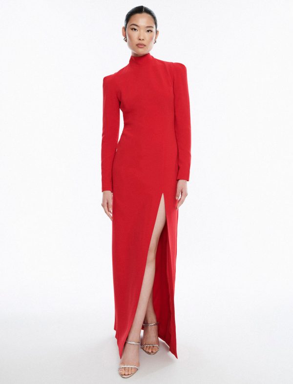 Bcbg Beatrix Mock Neck Gown CARMINE RED