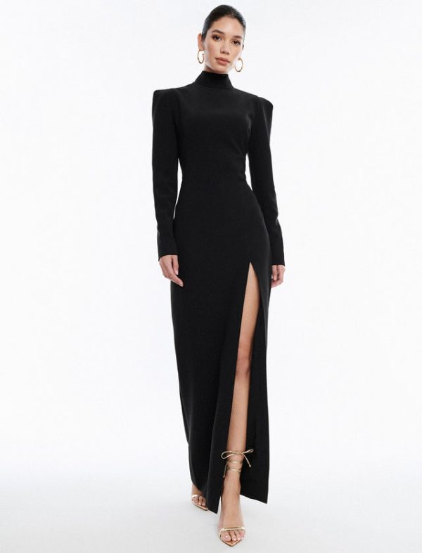 Bcbg Beatrix Mock Neck Gown Black Beauty - Image 3