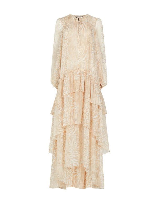 BCBG CAMILLA TIERED MAXI DRESS - TONAL MIX ANIMAL PRINT - Image 5