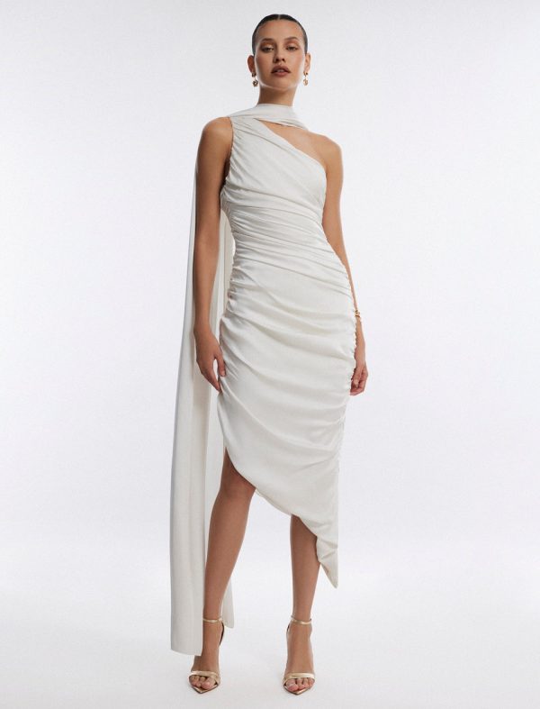 Bcbg Maris Draped Scarf Gown Gardenia