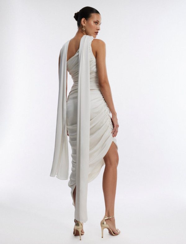 Bcbg Maris Draped Scarf Gown Gardenia - Image 4