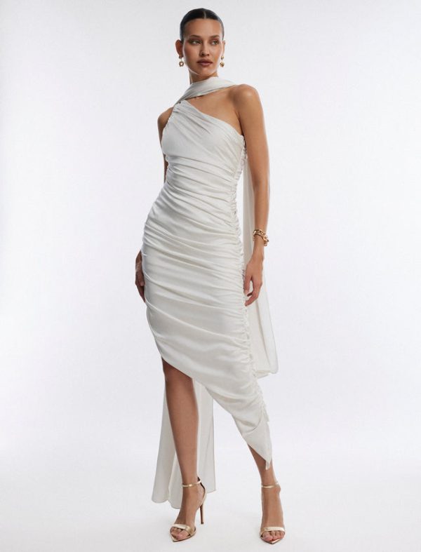 Bcbg Maris Draped Scarf Gown Gardenia - Image 5