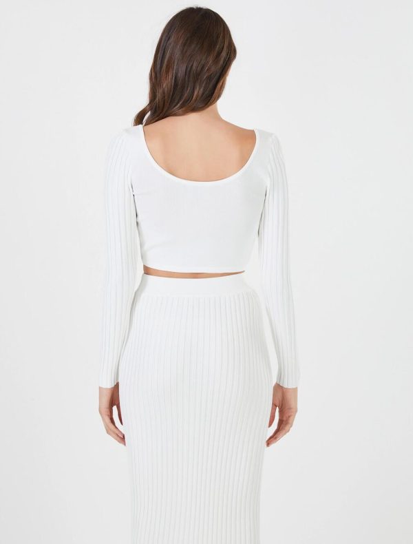 BCBG CAMPANA RIBBED CROP TOP - GARDENIA - Image 4