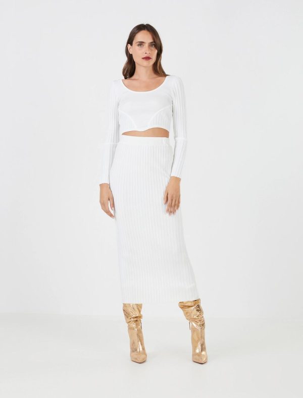 BCBG CAMPANA RIBBED CROP TOP - GARDENIA - Image 5