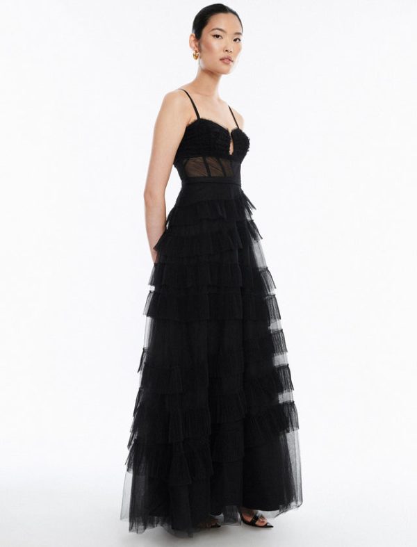 Bcbg Ellis Tulle Ruffle Gown Black - Image 3