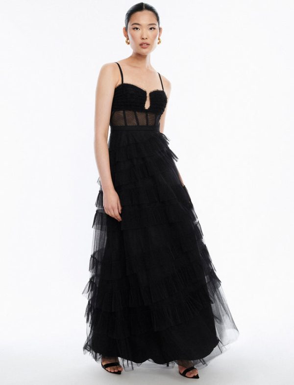 Bcbg Ellis Tulle Ruffle Gown Black - Image 5