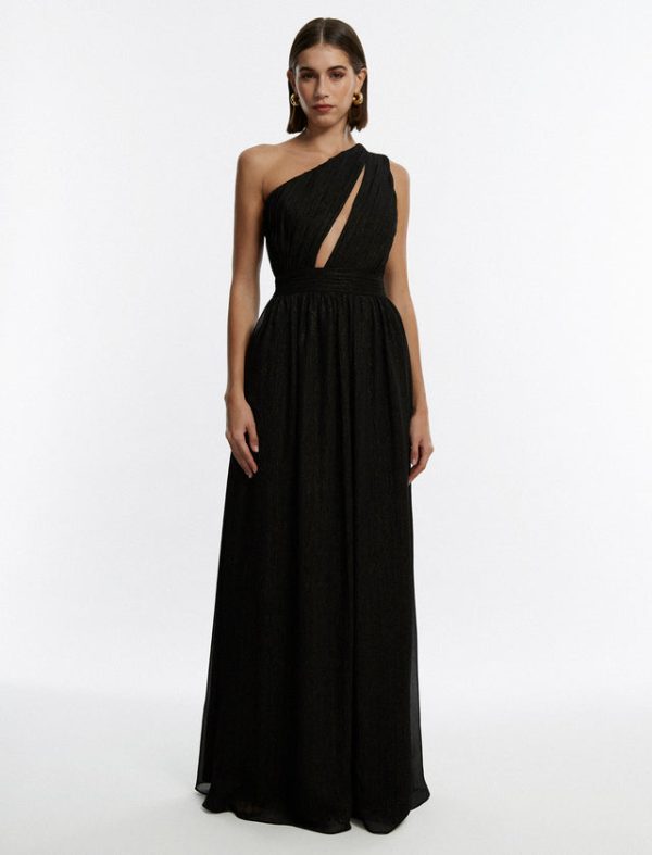 Bcbg Madison Cutout One Shoulder Gown Black - Image 2