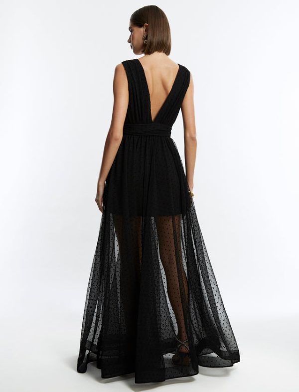 Bcbg Amal Pleated Plunging Gown Black - Image 4