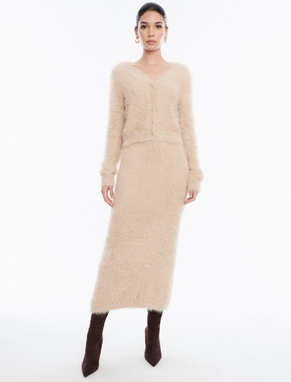 Bcbg Eyelash Knit Midi Skirt Camel - Image 5