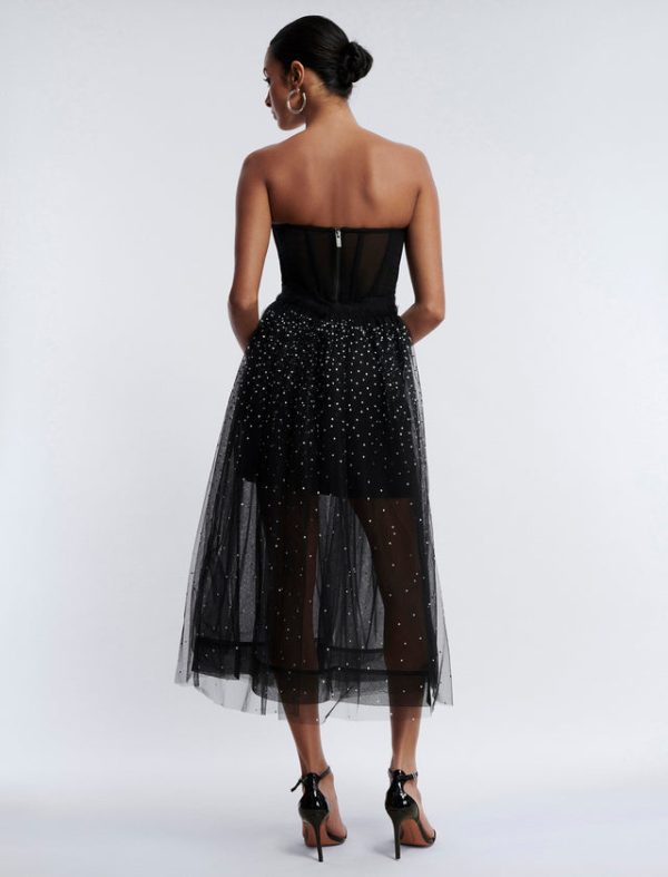 Bcbg Tulle Sparkle Midi Skirt Black - Image 4