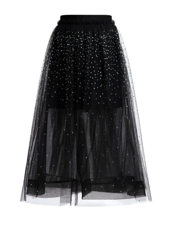 Bcbg Tulle Sparkle Midi Skirt Black - Image 8