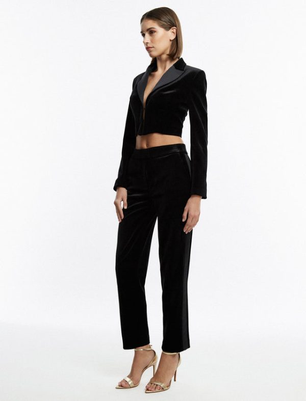 Bcbg Maren Velvet Corset Tuxedo Jacket Black - Image 5