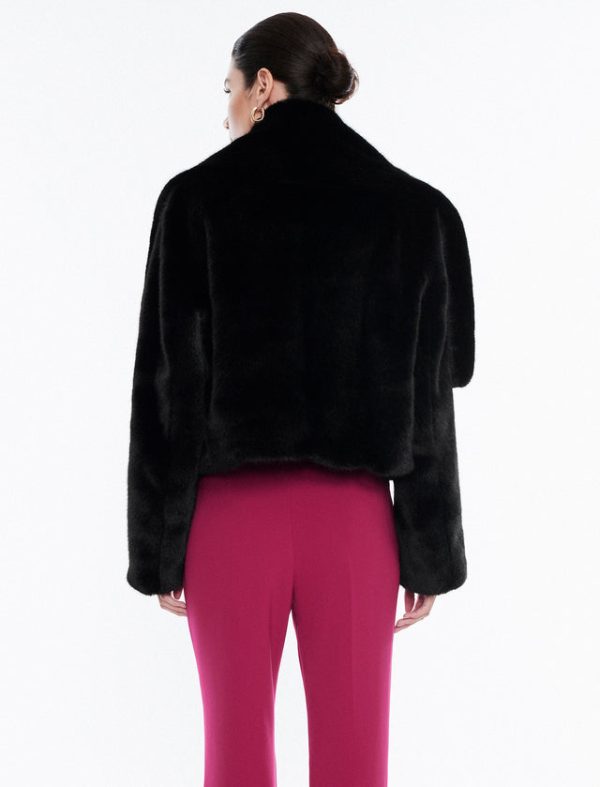 Bcbg Faux Fur Crop Coat Black Beauty - Image 4