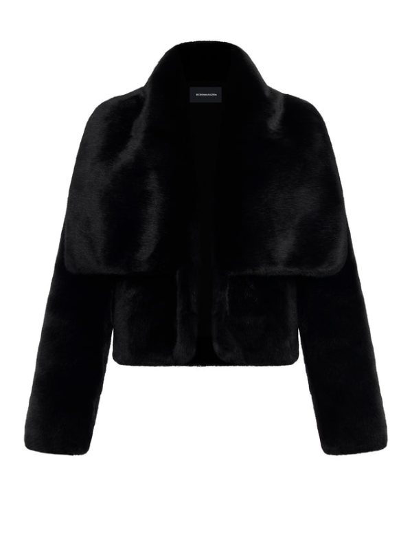 Bcbg Faux Fur Crop Coat Black Beauty - Image 7