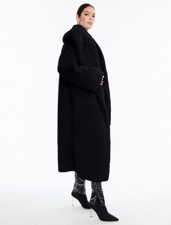 Bcbg Faux Fur Long Coat Black Beauty - Image 3