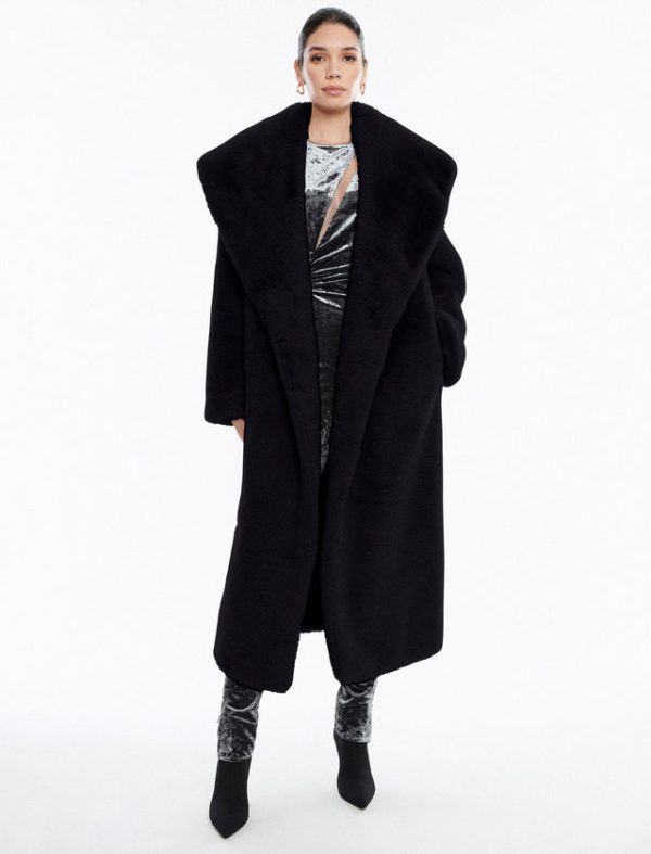 Bcbg Faux Fur Long Coat Black Beauty - Image 5