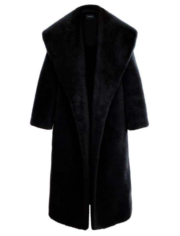 Bcbg Faux Fur Long Coat Black Beauty - Image 7