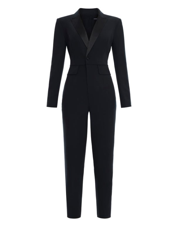 Bcbg Astoria Off-Shoulder Tuxedo Jumpsuit Black - Image 8