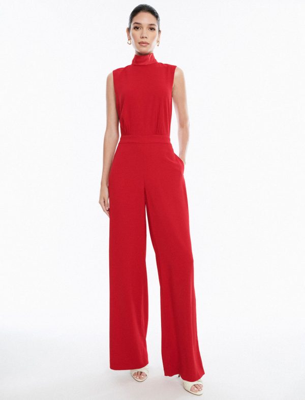 Bcbg Hali Open Back Jumpsuit Red