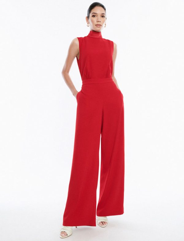 Bcbg Hali Open Back Jumpsuit Red - Image 3