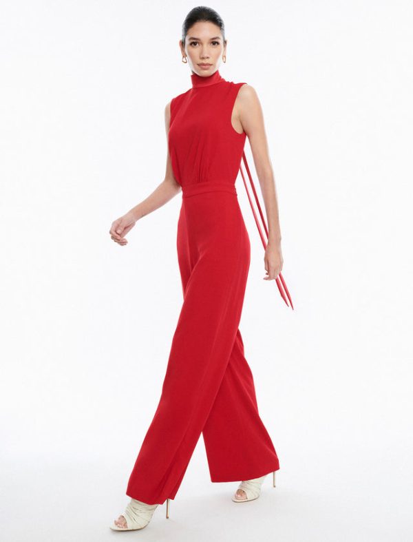 Bcbg Hali Open Back Jumpsuit Red - Image 4