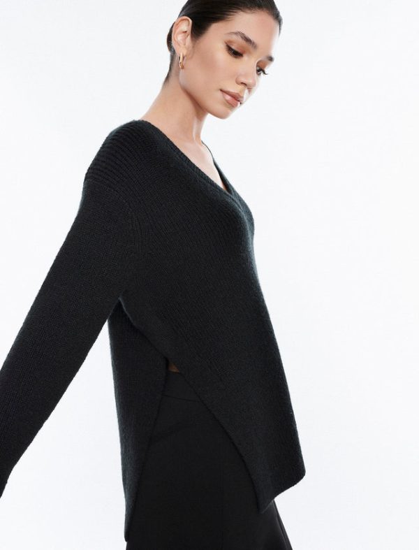 Bcbg V-Neck Pullover Sweater Black - Image 2