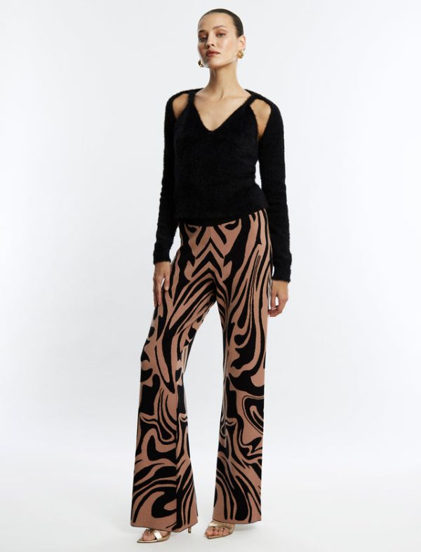 Bcbg Wide-Leg Sweater Pant CAMEL/BLACK BEAUTY - Image 3