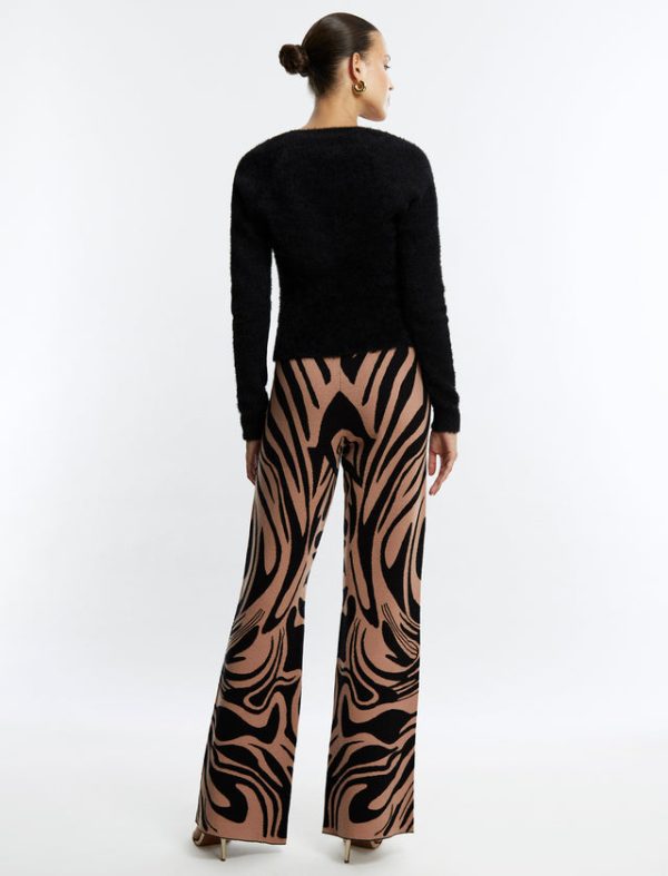 Bcbg Wide-Leg Sweater Pant CAMEL/BLACK BEAUTY - Image 4