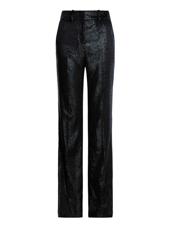 Bcbg Velvet High-Waisted Tailored Trouser Black Beauty - Image 8