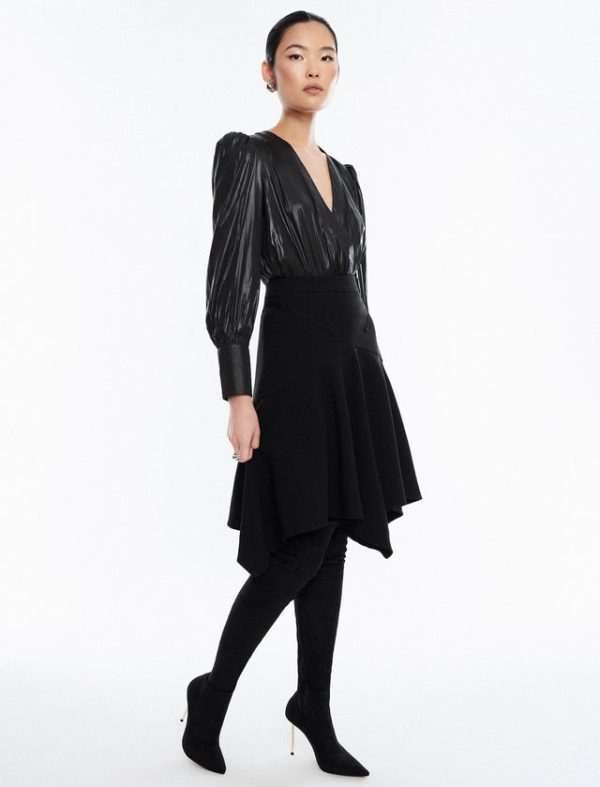 Bcbg Balloon Sleeve Plunge Neck Bodysuit Black Beauty - Image 3